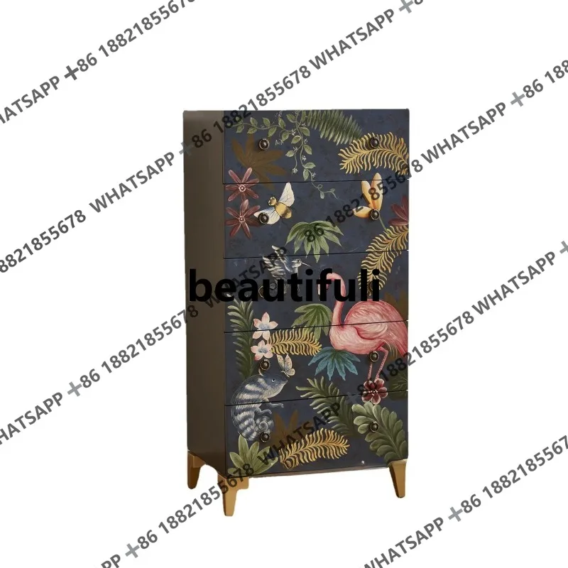 Q178 Storage cabinet Modern light luxury simple complete storage painted flamingo chest of drawers