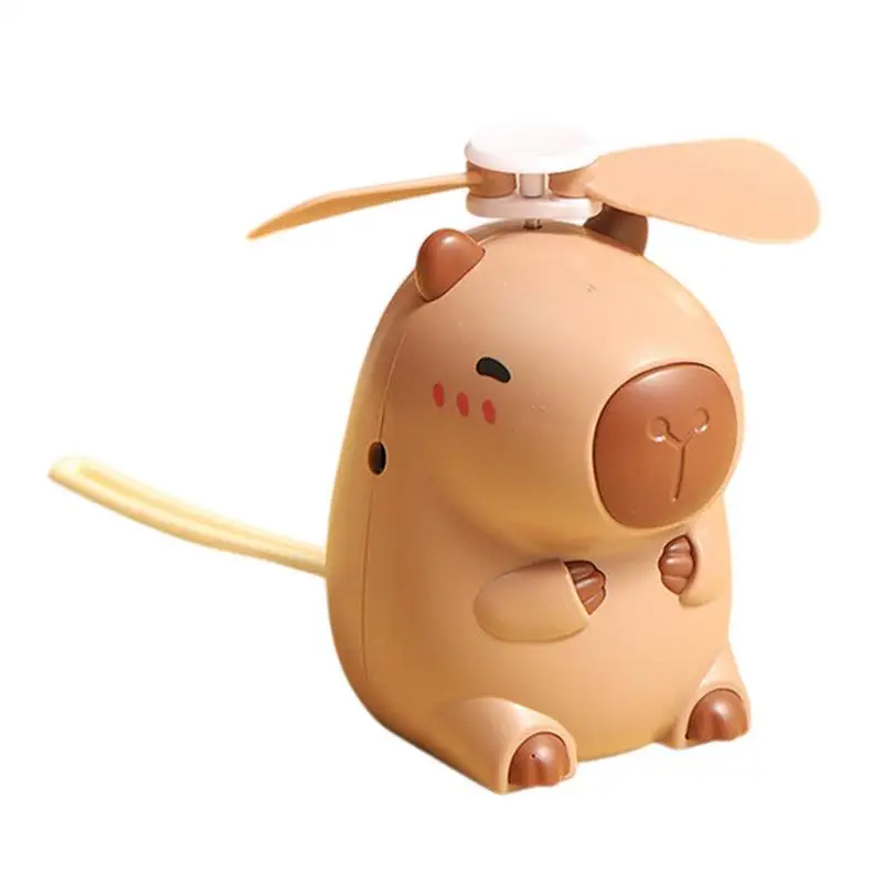 Capybara USB Mini Cute Cartoon Fan Wind Power Handheld Portable Fan Convenient Home Office Outdoors Small Fans Gifts