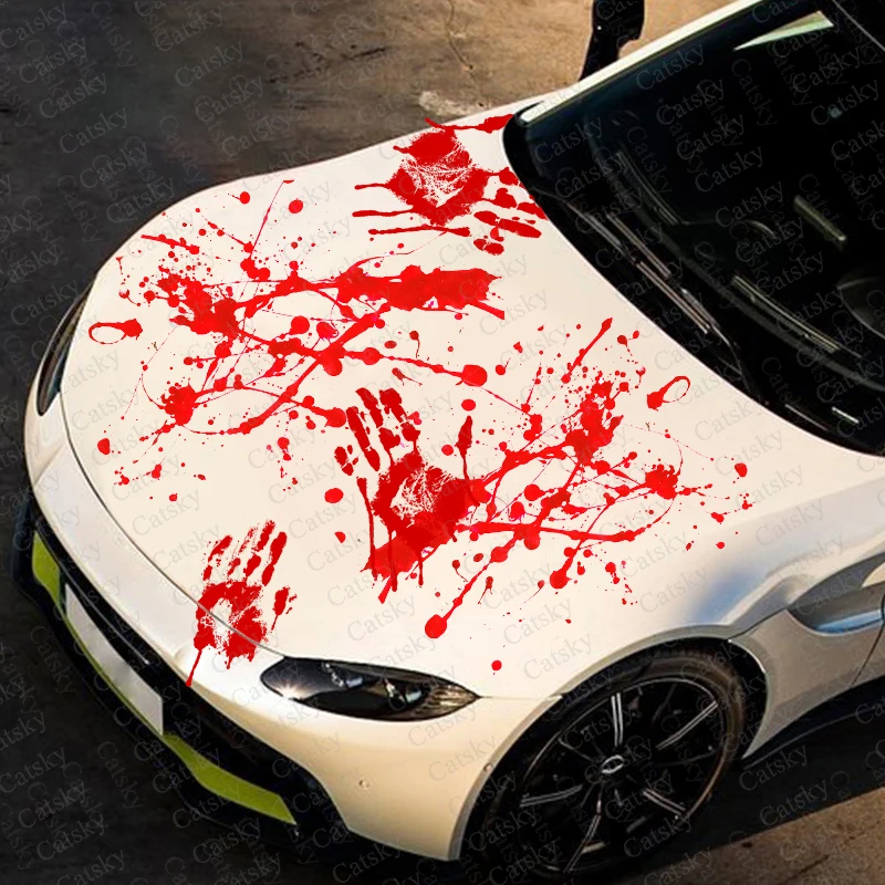 Blood handprint car sticker wrap vinyl side graphics modified racing accessories blood splatter hood car decal sticker