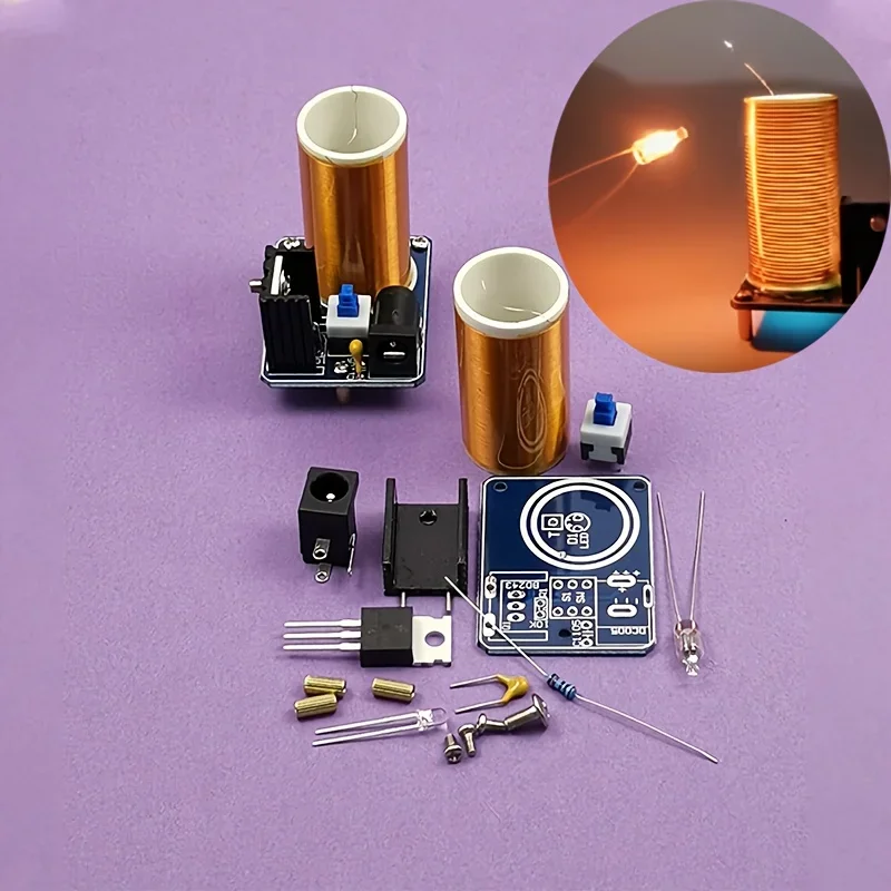 Mini Tesla Coil Kit, BD243, DIY Electronic Project, Hand Solder Practice, No Battery Required, Non-Laser for Hobbyists