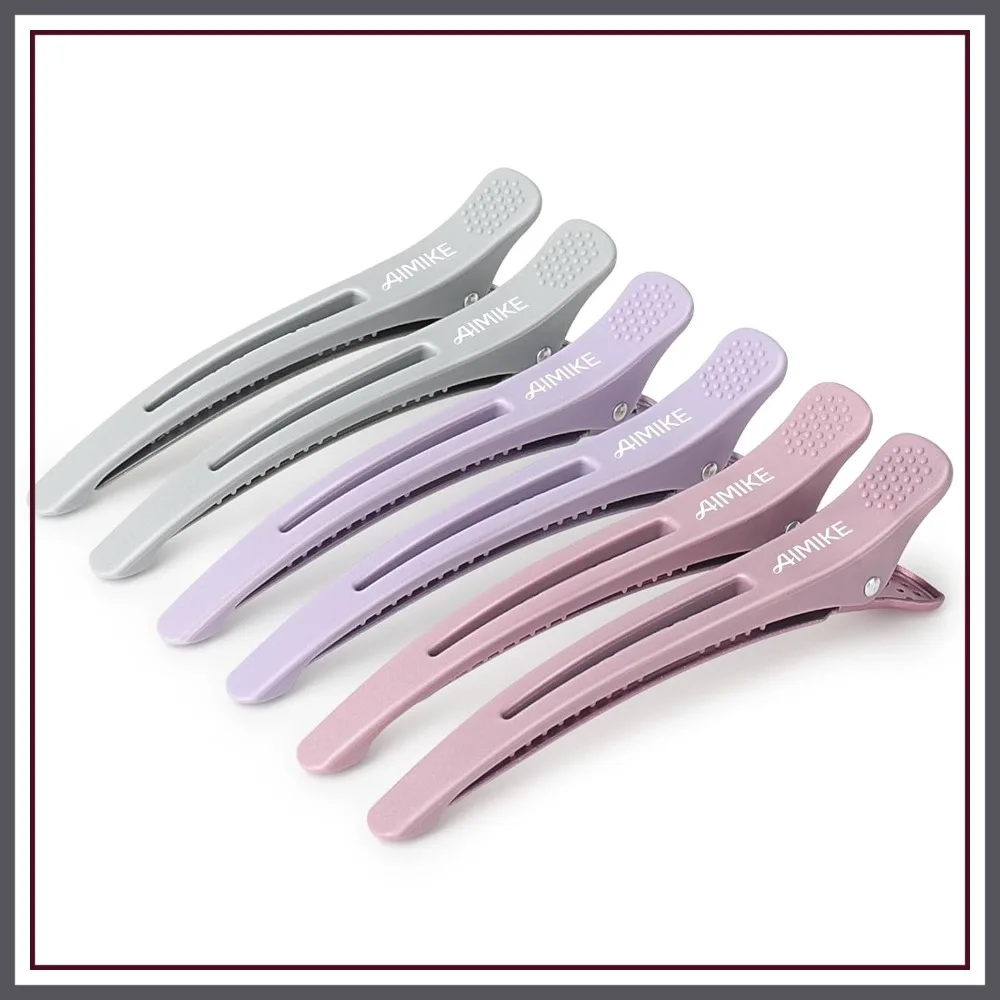 

6Pcs No Crease Duck Billed Clips for Styling, Cutting, and Rollers - Morandi Color