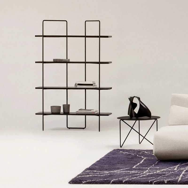 Metal Storage Shelf Modern Wrought Iron Return Bookshelf Multi-layer Floor Display Shelf