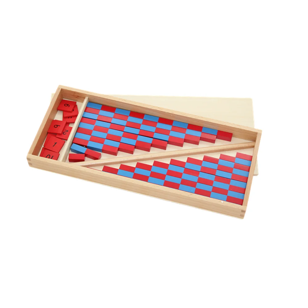 Montessori Math Materials Wooden Red Blue Rods W/ Number Puzzles and Box Counting Game for Child Early Educational Learning Toys
