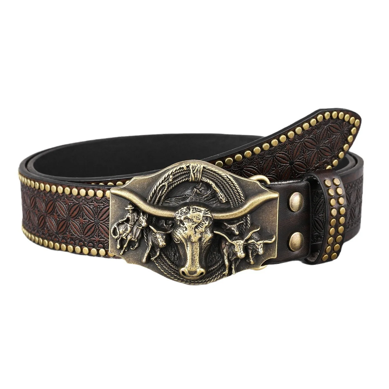 

Cowboy belt men's retro american belt hip-hop trendy beaded rivet personalized design belt men