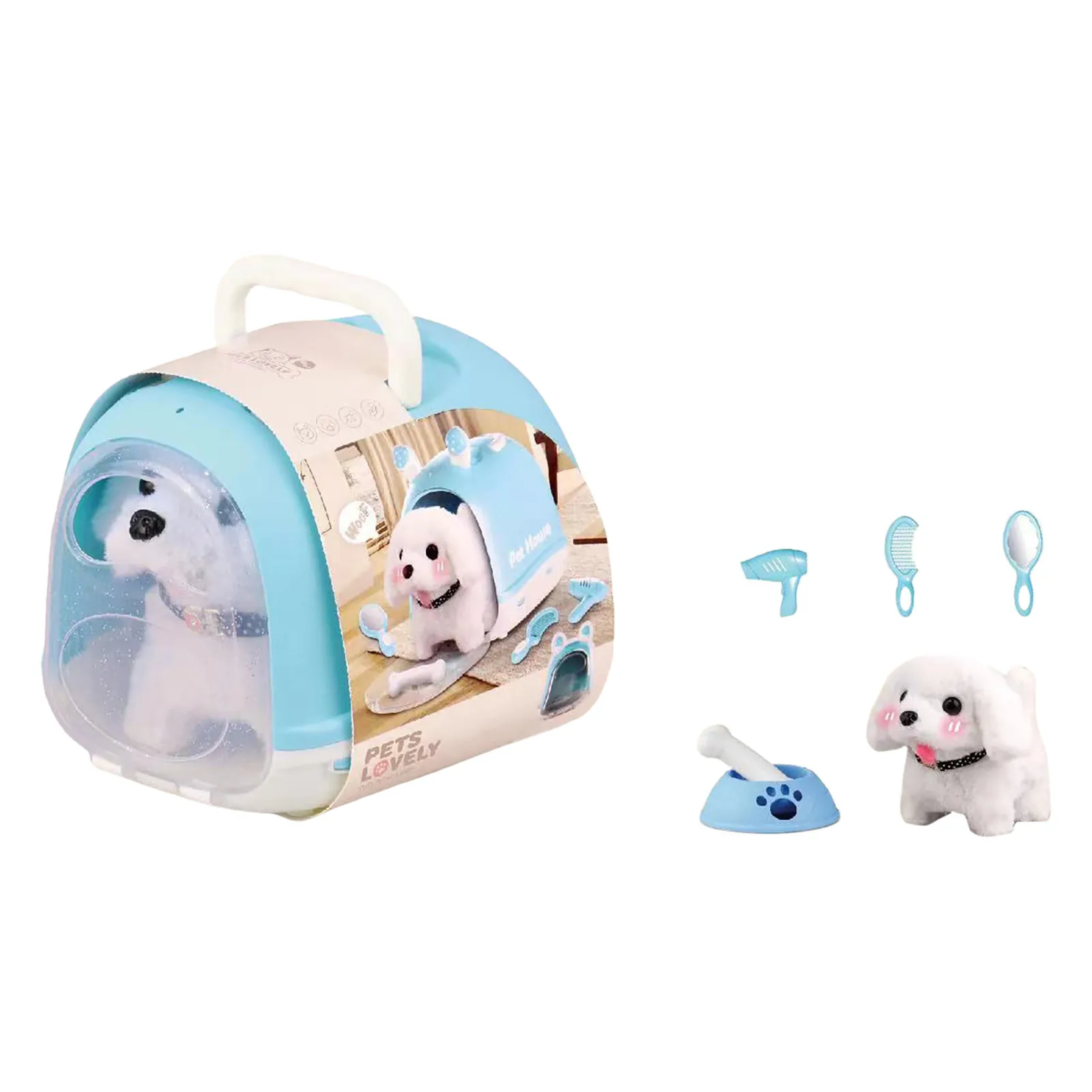 

Reveille h Pet Care Toy Set Small h White Dog Grooming Toys With Puppy Feeding Dog Education Toys Boy h Doll