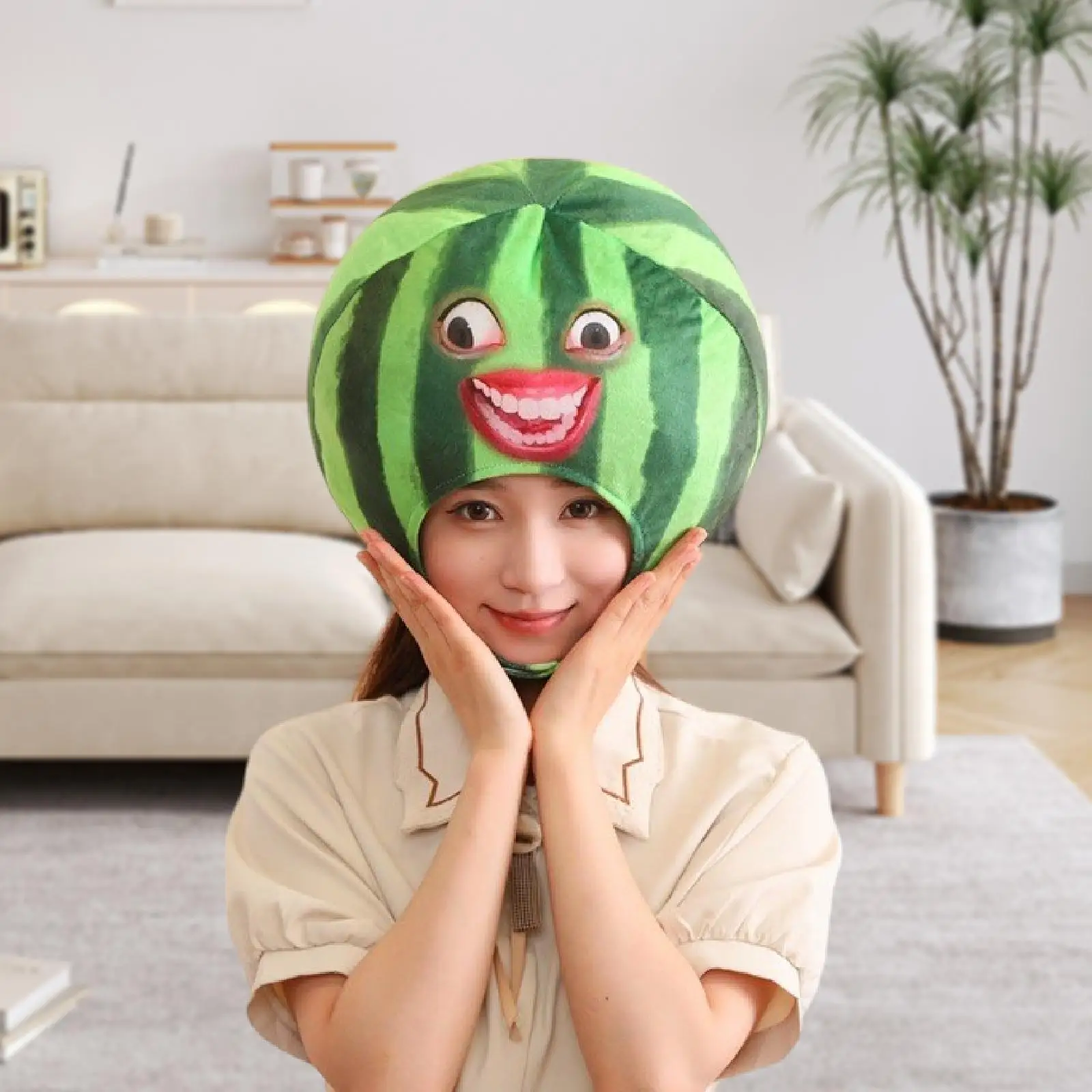 Plush Headgear Watermelon Hat Party Funny for Women Girls Winter Warm Hat