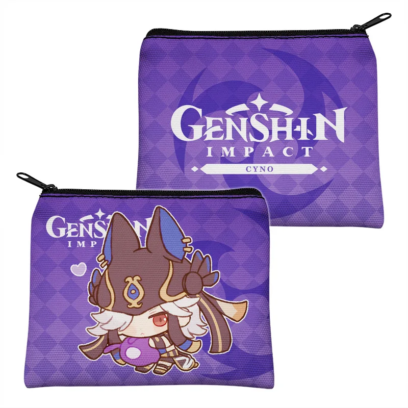 Genshin Impact Game Zhongli Wanderer Nahida Hutao Xiao Furina Kazuha Alhaithem Yoyimiya Canvas Coin Purse Wallet Portable