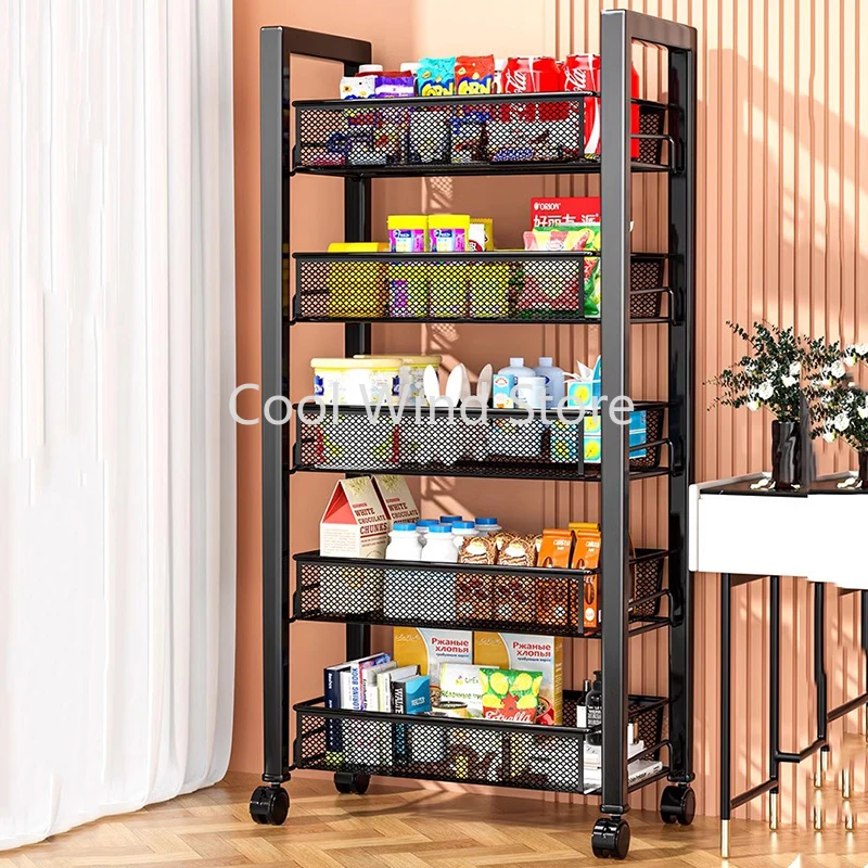 Kitchen Storage Trolley Organization Utility Basket Rolling Cabinets Trolley Food Cart Serving Vestidores Hotel Furniture