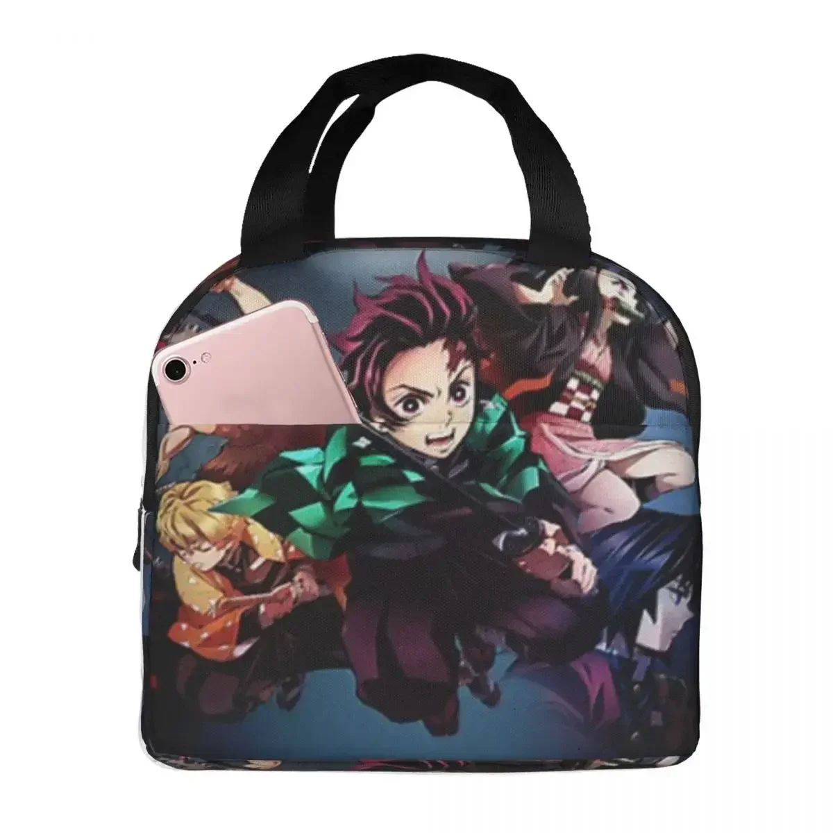 Anime Demon Slayer Kamado Tanjirou Insulated Lunch Bags Leakproof Picnic Bags Thermal Lunch Box Lunch Tote for Woman Work Kids