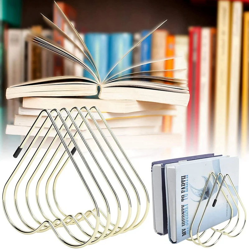 5 Slot Magazine Holder,Desktop File Sorter Organizer Office Accessories Heart-Shaped Bookshelf Decor Home Office(2 PCS)