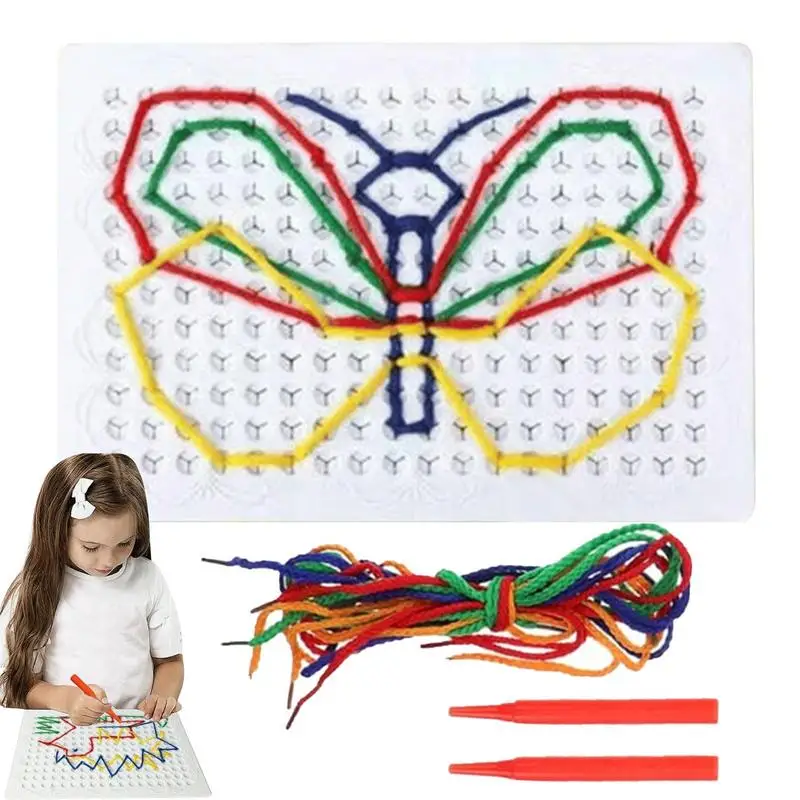 Thread Board For Kids Interactive Early Learning Lacing Toy Imagination Development For Birthday Kids Boys Girls Home School