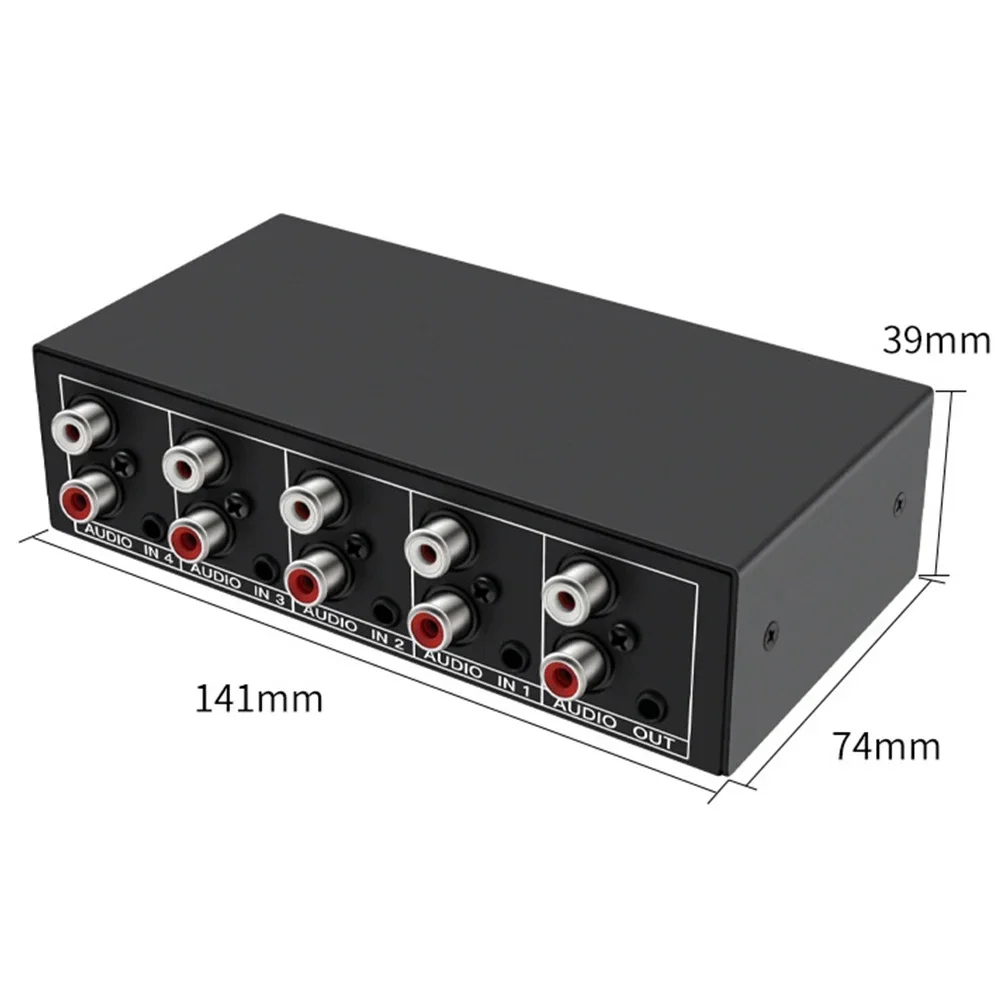 مقسم صوت 1 في 4 خارج RCA L/R Aux مقسم صوت ستيريو 1X4 موزع صوت للكمبيوتر ومكبر صوت DVD