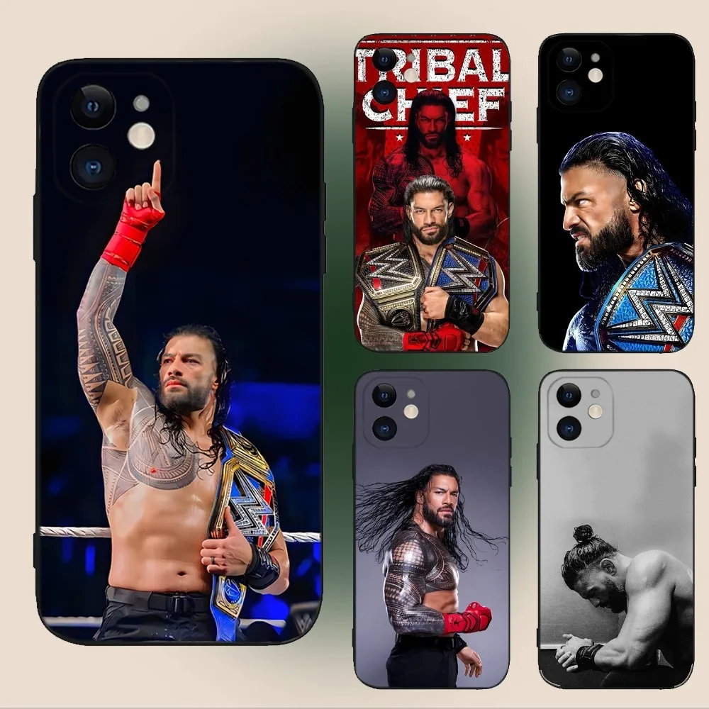 

Wrestling Star Roman Reigns Phone Case For iPhone 15,14,13,12,11,Plus,Pro Max,XS,X,XR,SE,Mini,8,7 Soft Silicone Black Cover