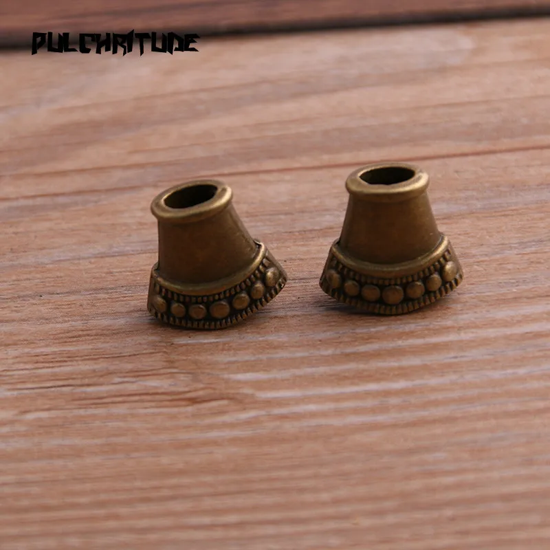 10pcs 8*15*15mm Two Color Retro Bead Caps Charm Hollow Pendants Jewelry Accessories DIY Receptacle Charms