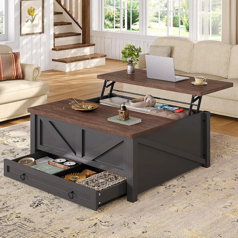 

Деревянный журнальный столик Журнальный столик с подъемным верхом и квадратными журнальными столиками для хранения вещей с ящиками и центральным столом со скрытым отделением для