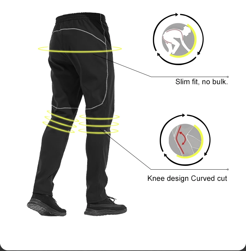 INBIKE Winter-Fleecehose für Herren, winddicht und warm, zum Radfahren, Laufen, Wandern und andere Outdoor-Aktivitäten – Detail 3
