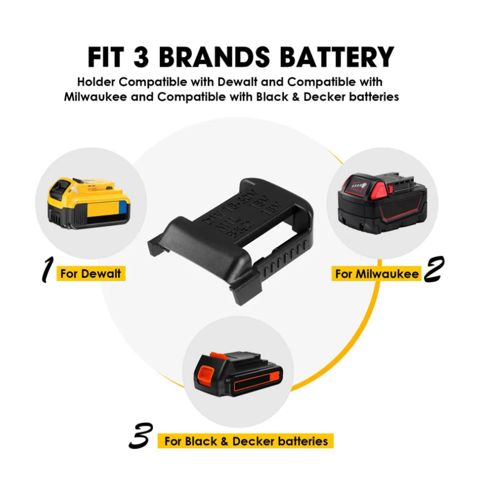 6Pcs Battery Mounts Battery Storage Rack Holder Protection Hanger for DeWalt Black&Decker Box 18V 20V Battery Vogue