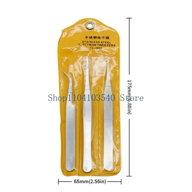 02DC Tweezers Set Soldering Electronic Chips Removal Repair Forceps Model Making Tool