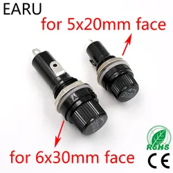 1-10pcs/lot 5*20mm 6*30mm Glass Fuse Holders 5x20 6x30 Insurance Tube Socket Fuse Holder For Insurance Panel Mount Fuse Holder