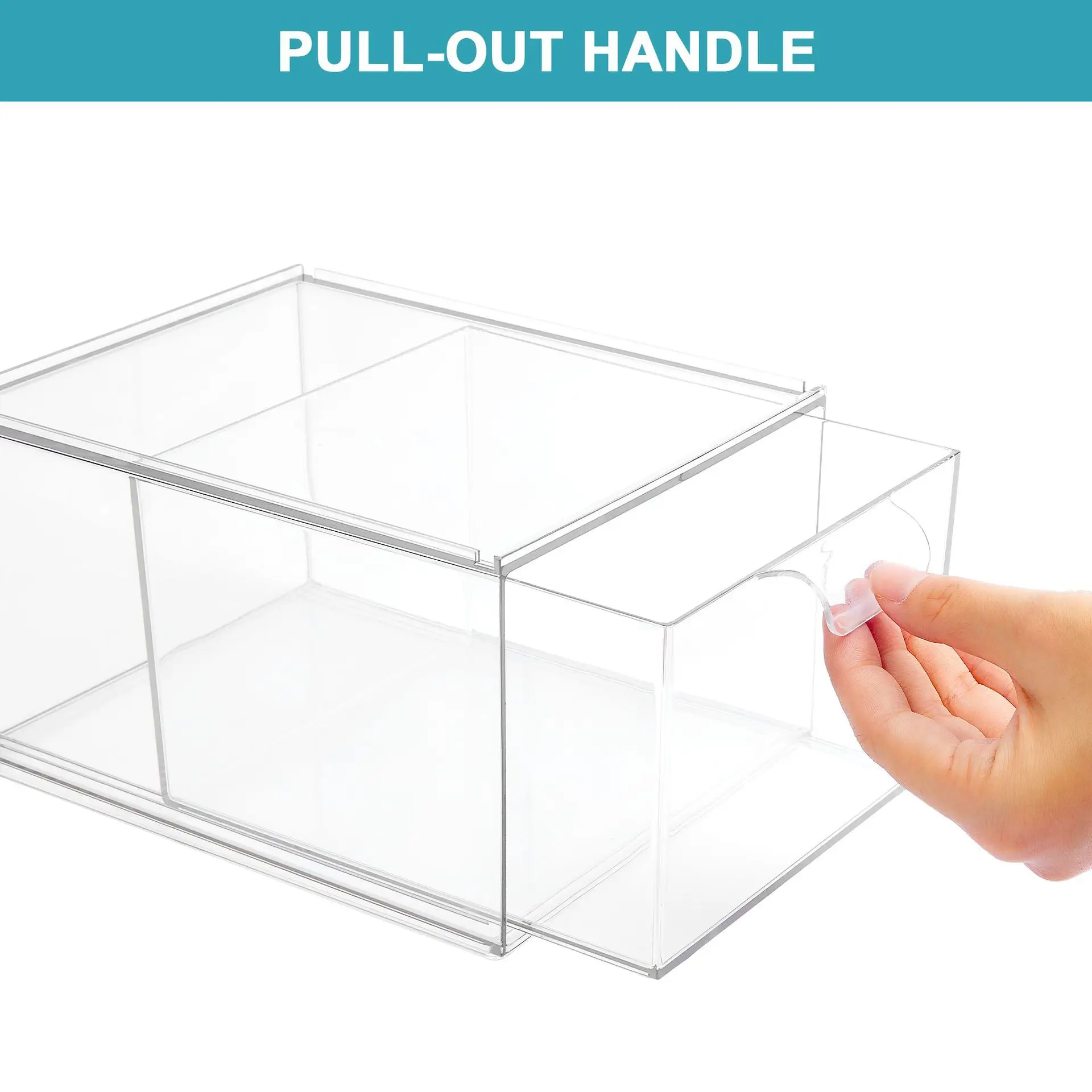 Petit tiroir de rangement empilable en acrylique transparent, vanité de salle de bains, organisateur de maquillage, bac de rangement en plastique pour armoire de cuisine sous l'évier