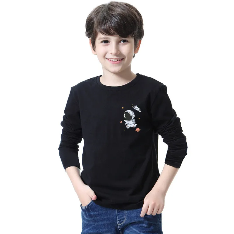 Children Clothing Toddler Kids Long Sleeves T-shirts for Boy Tops Tees Baby Astronaut Pocket Cartoon T Shirt Casual Clothes