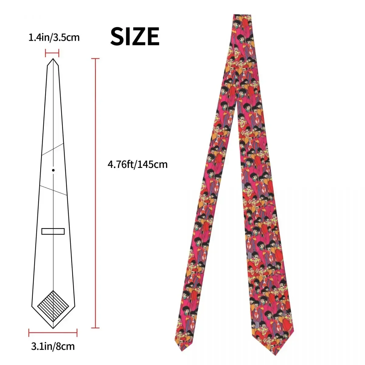 Drawing Poster Print Tie B-Beatles Band Classic Elegant Neck Ties For Male Business Quality Collar Tie Necktie Accessories