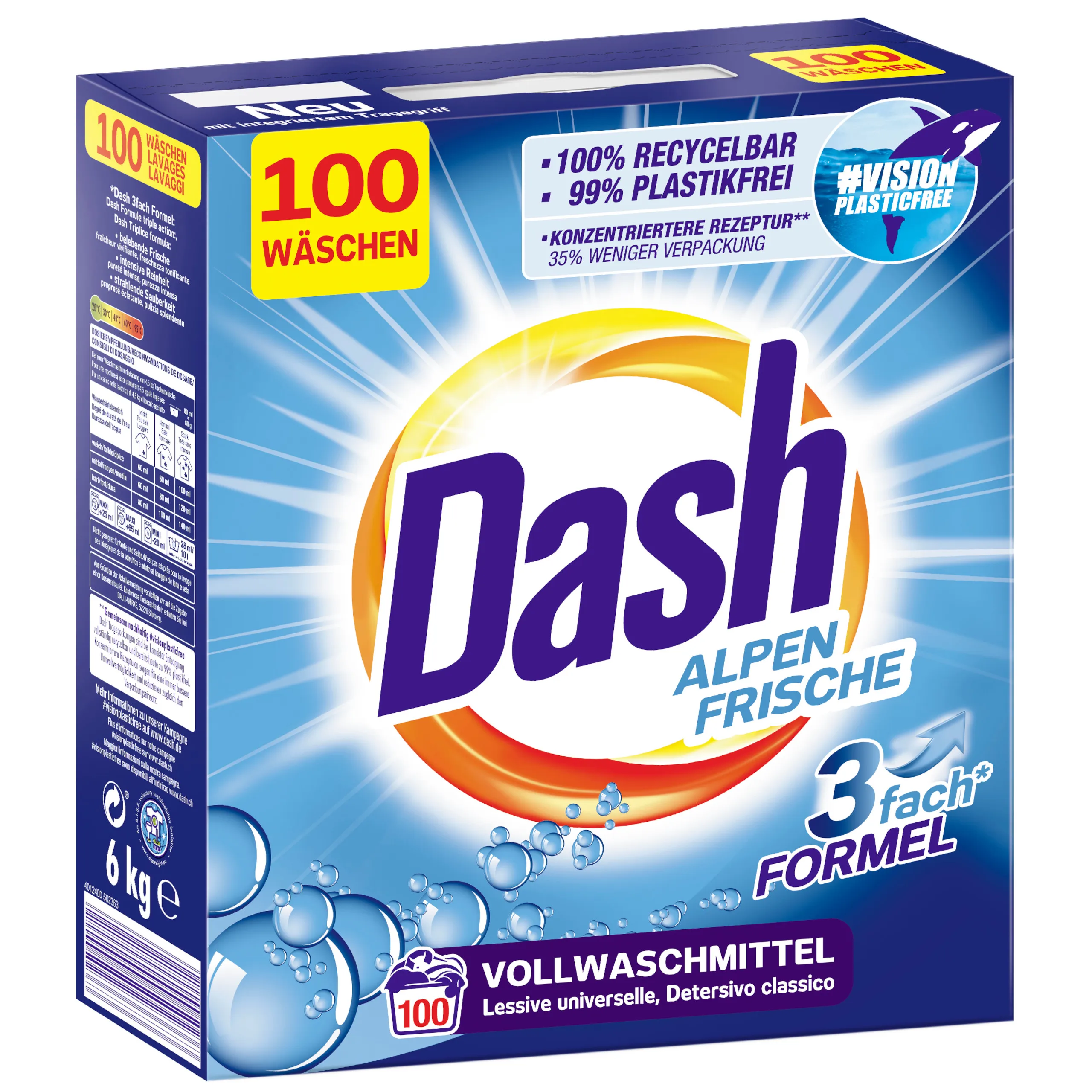 DASH Alpen Frische washing powder 100 wash 6 kg