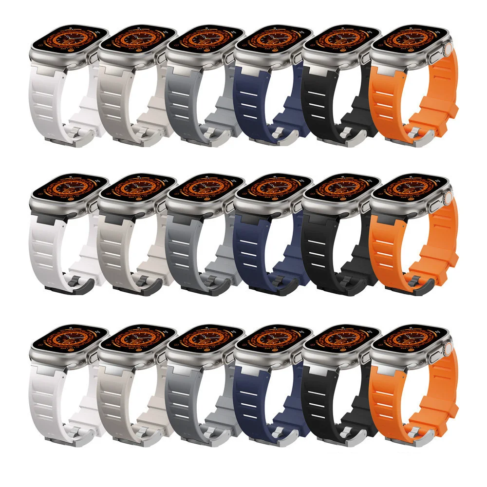 AP Style Silicone Wristwatch Strap Bracelet for Apple Watch Ultra Series 9 8 7 6 5 SE Pin Buckle Band 44mm 45mm 49mm