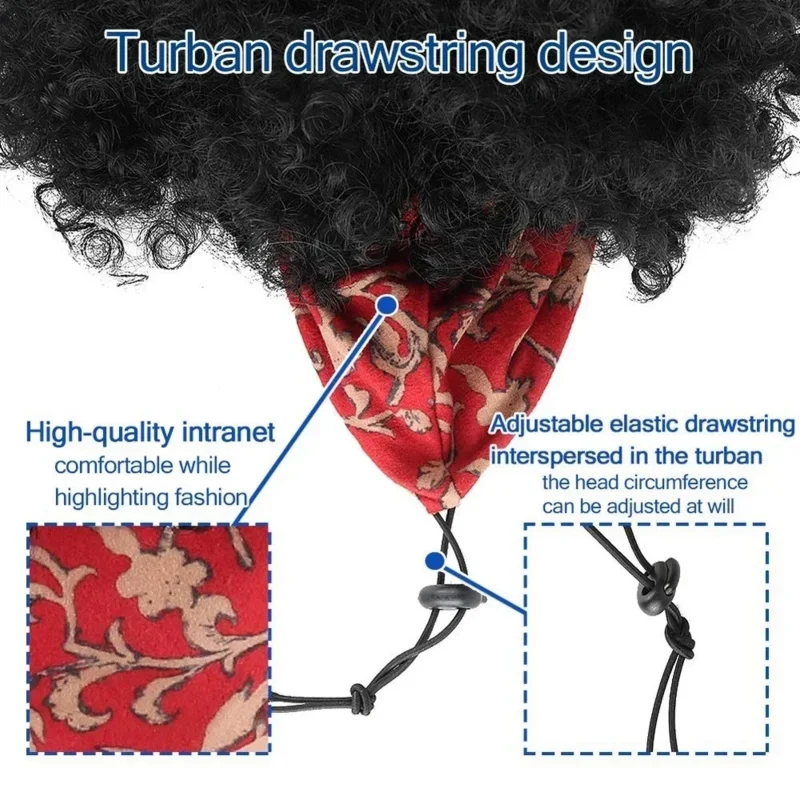عقال وشاح الأفرو شعر مستعار شديد التجعد قصيرة الاصطناعية التفاف الباروكات للنساء السود الاستخدام اليومي CMMN11