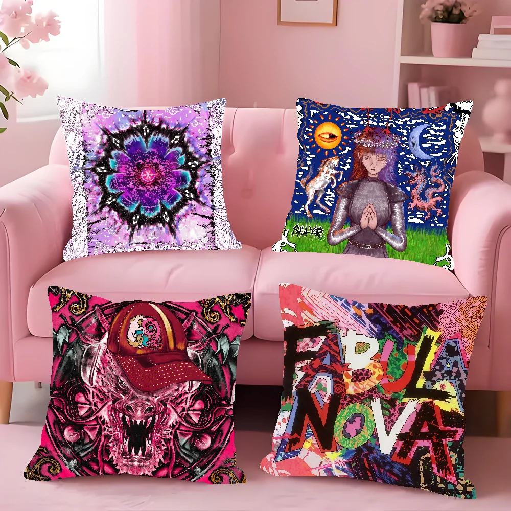 Rapper S-Slayr Albumsinger K-KAROL G Cushion Cover Square Double-Sided Printing Sofa Cushion Cover Pillowcase Bedroom Bedside