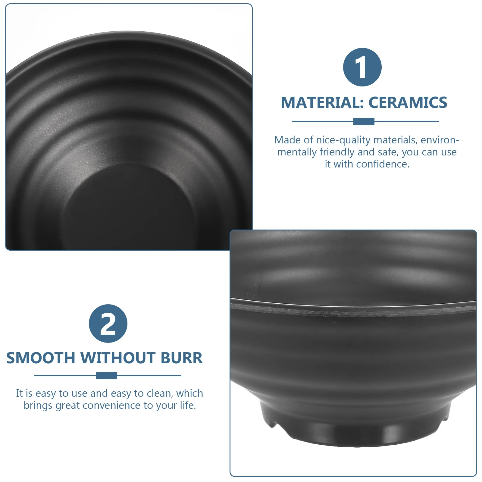 

1Set Bowl Black Noodle Bowl Multi-Scene Use for Soup Salad Pasta Home Restaurant Tableware