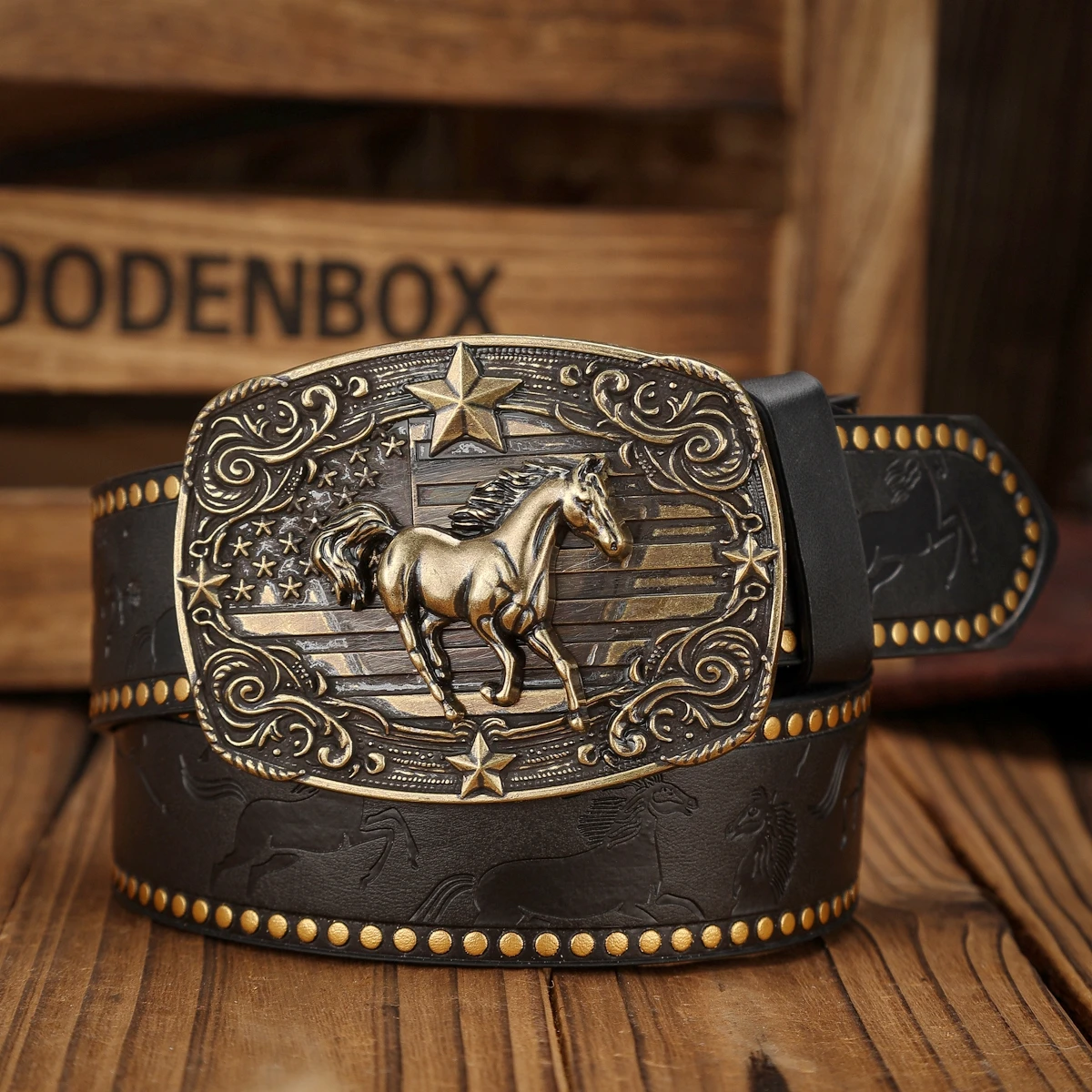 Ein PU-Gürtel im Western-Stil mit Schnallen, geeignet für Männer und Frauen, lässig und retro, perfekt für den täglichen Gebrauch. – Detail 1