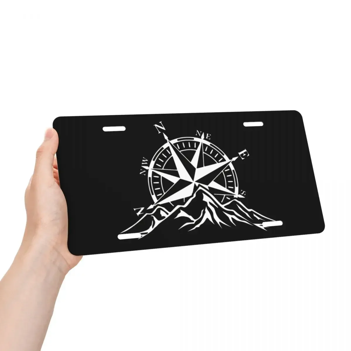 Personalized Funny Compass Rose Mountain Decorative Metal License Plate Nautical Aluminum Car Front Vanity Tag 12x6 Inch