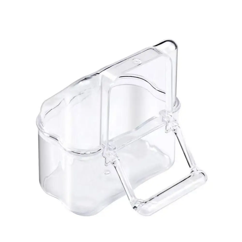 Anti Spill Bird Cage Feeder Cup Clear Plastic Semi Enclosed Top Hanging Food Bowl Clip On Leak Proof Bird Waterer Small Birds