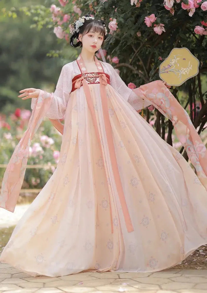 

Chinese Hanfu Dress Women Chun Yao Traditional Tang Dynasty Style Chest-High Ruqun Complete Set Spring Summer Outfit