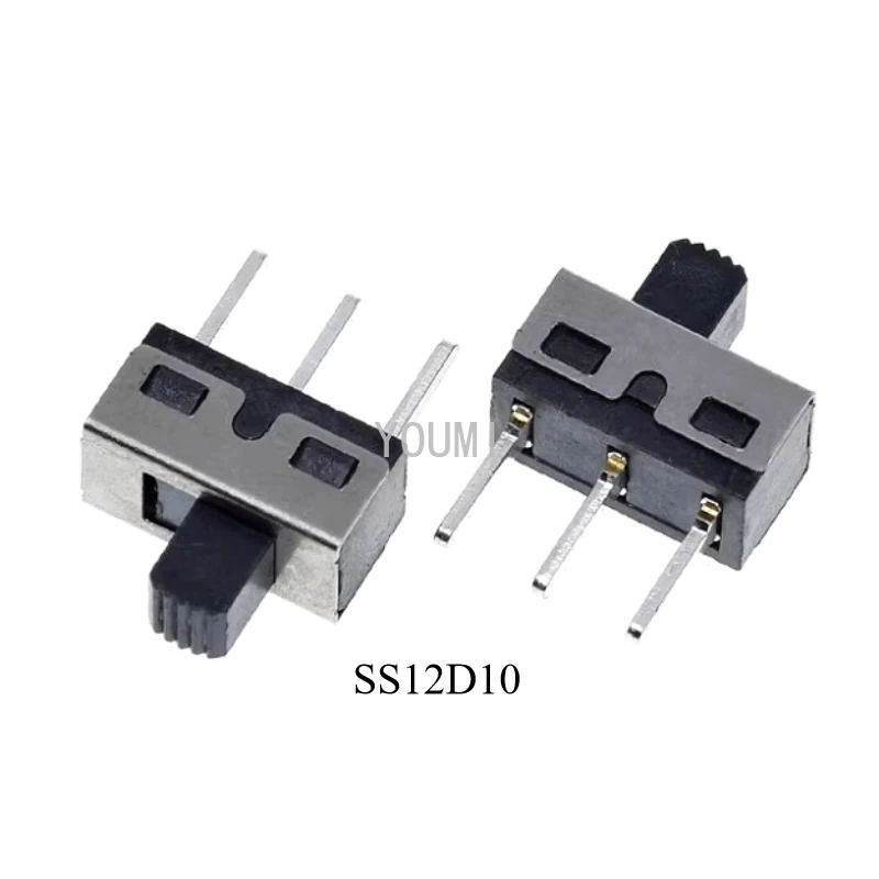 10Pcs SS12D10 SS12D11 Toggle Switch 3Pins Straight / Curved Feet 1P2T Handle High 5mm Spacing of 4.7mm 3A 250V SS12D10G5