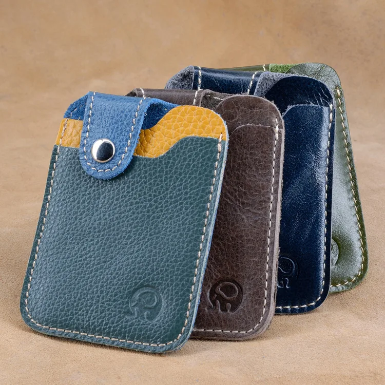 2 PCS Retro Real Leather Bus Subway Access ID Credit Cards Holders Multiple Colors Women and Mens Card Bag