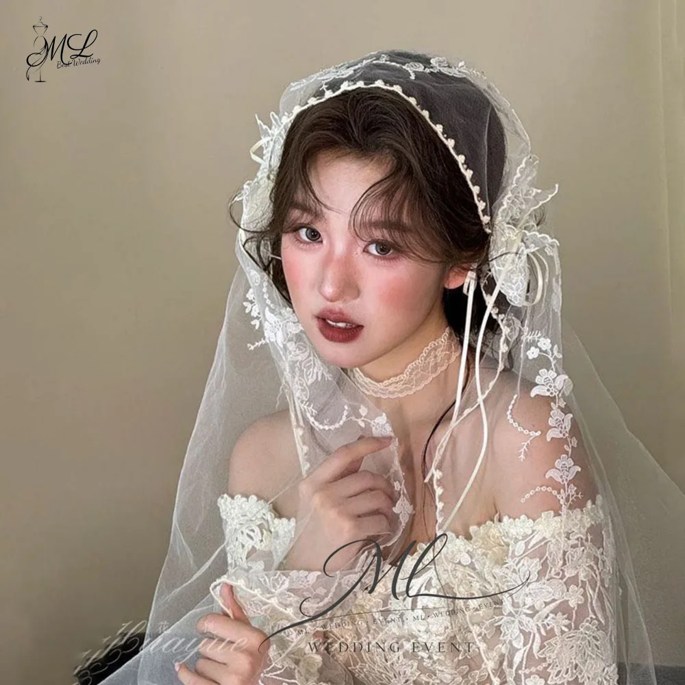 ML Retro Fairy T White Lace Flower Headwear Wedding Morning Robe Bride Gown Accory High-End Sensation Hair Ornament