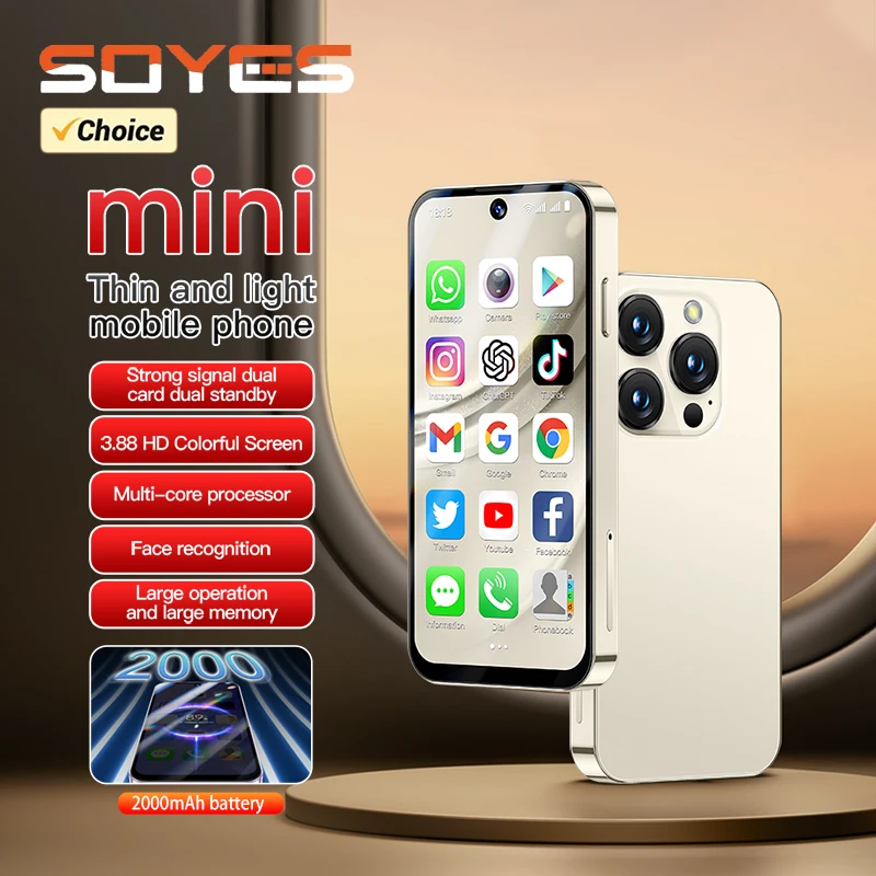 SOYES XS19 Pro 4GB RAM 64GB ROM 8-Core Android 12.0 Mini Smartphone 2000mAh Face Unlock 4G LTE Type-C 3.88‘’ Screen Small Phone