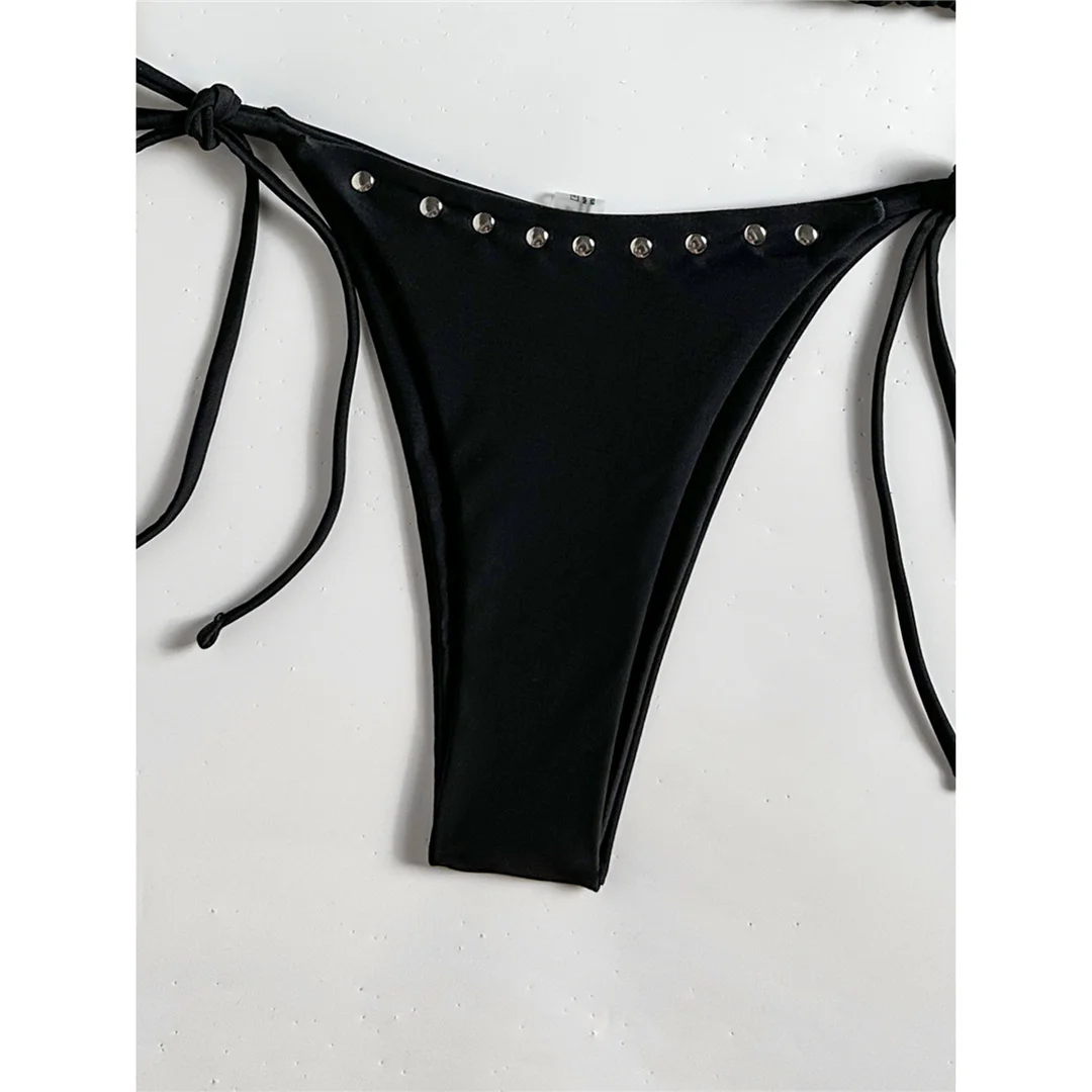 Halterneck-Bikini mit Ausschnitten, Damen-Badeanzug, zweiteiliges Bikini-Set, hoher Beinausschnitt, gepolstert, Badebekleidung, Badeanzug, Modell V8269. – Detail 14