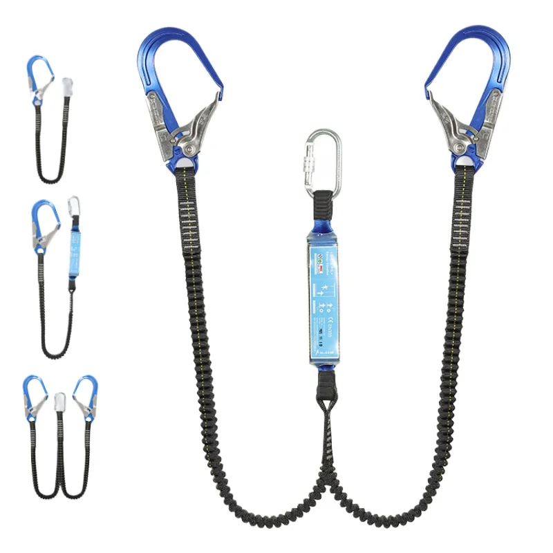 Aerial Work Anti-fall Single and Double Large Hook Elastic Rope Buffer Bag Safety Belt