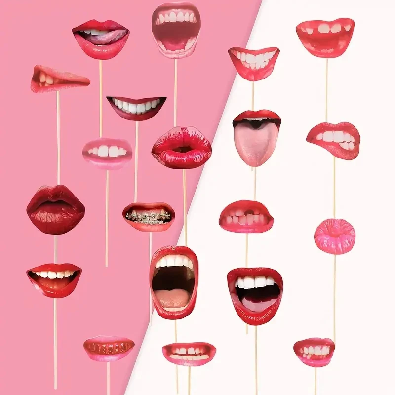 20 Pcs Funny Lip Mouth Photobooth Props Funny Mouth Selfie Props Party，Birthday Wedding Halloween Party Supplies Decoration