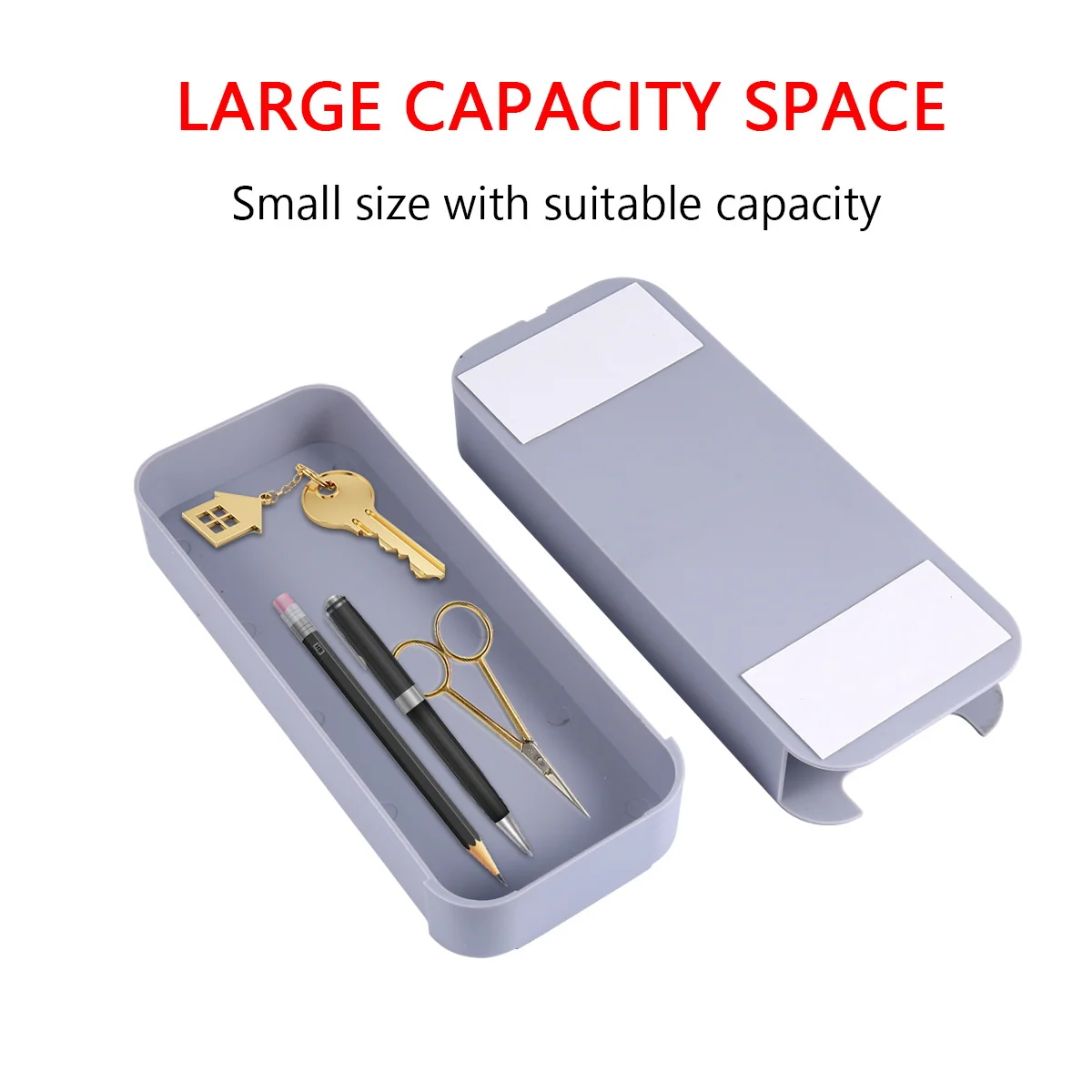 

1Pcs Plastic ABS Grey Drawer Storage Box Hidden Adhesive Pen Holder Under Table Desk Organizer Compact Space Saving Stationery