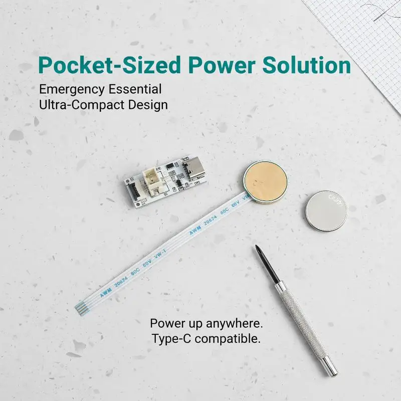 1 Set Type-C to CR2032 CR2025 Battery Adapter 5-30V Input Low Power Loss Thin FFC Cable for Smart Lock Access Control