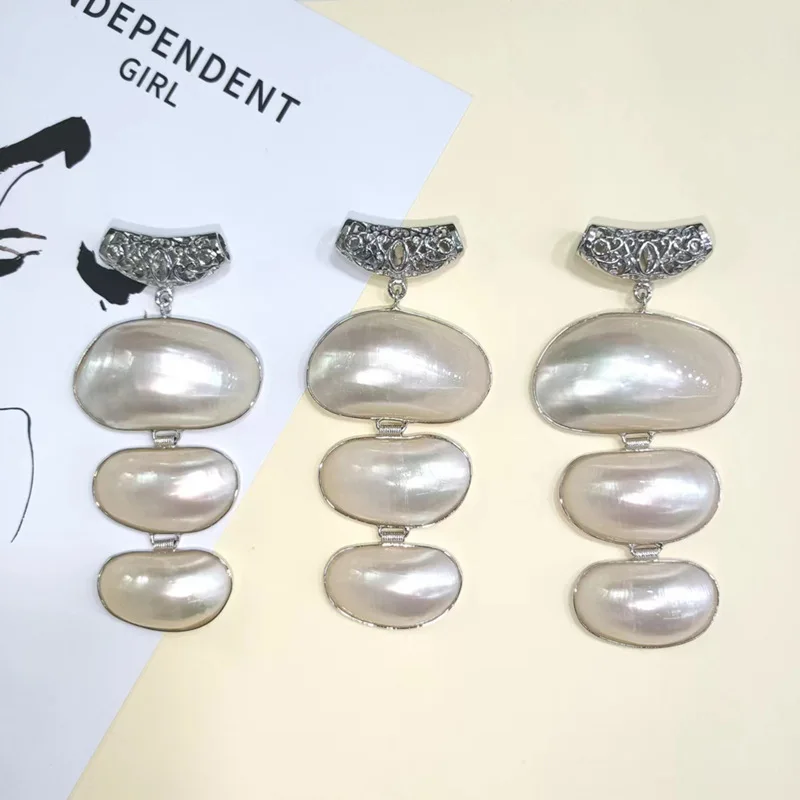 2pcs Handmade three-layer sea shell pendant necklace Exaggerated diy Shell jewelry accessories
