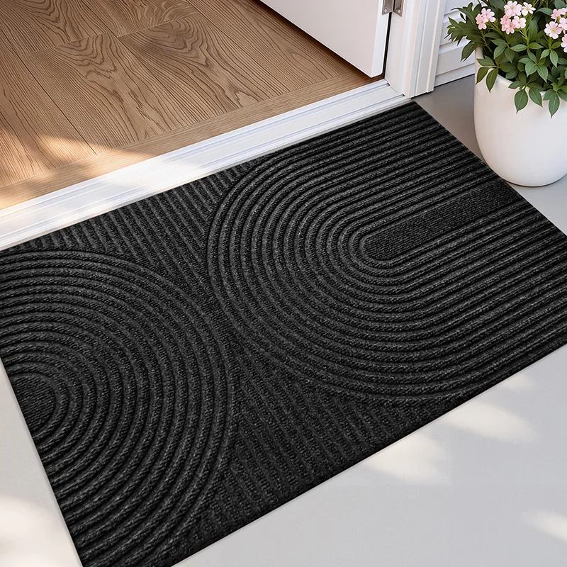 Waterproof Front Door Mat 60×90cm Non Slip Rubber Back Dirt Trapping Doormat Wave Striped Outdoor Indoor Entrance Floor Rug Dust