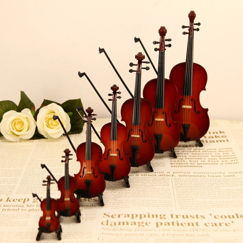 Small Miniature Violin Figurine Decor Fashion Elegant Collectible Gifts For Music Room Home Decorations Bedroom Decoration