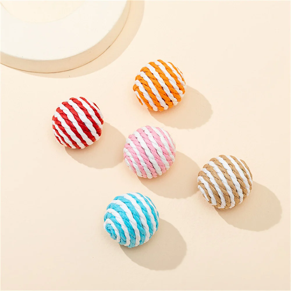 Random Color Cat Pet Sisal Rope Weave Ball Teaser Play Chewing Scratch Catch Toy Interactive Scratch Chew Toy For Pet Cat Dog