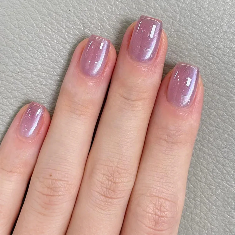 24 قطعة التدرج الملونة وهمية مسمار الفن قابلة لإعادة الاستخدام الحلوى عين القط قصيرة الباليه الأظافر كاذبة مجموعات اضغط على مانيكير مربع بسيط #5