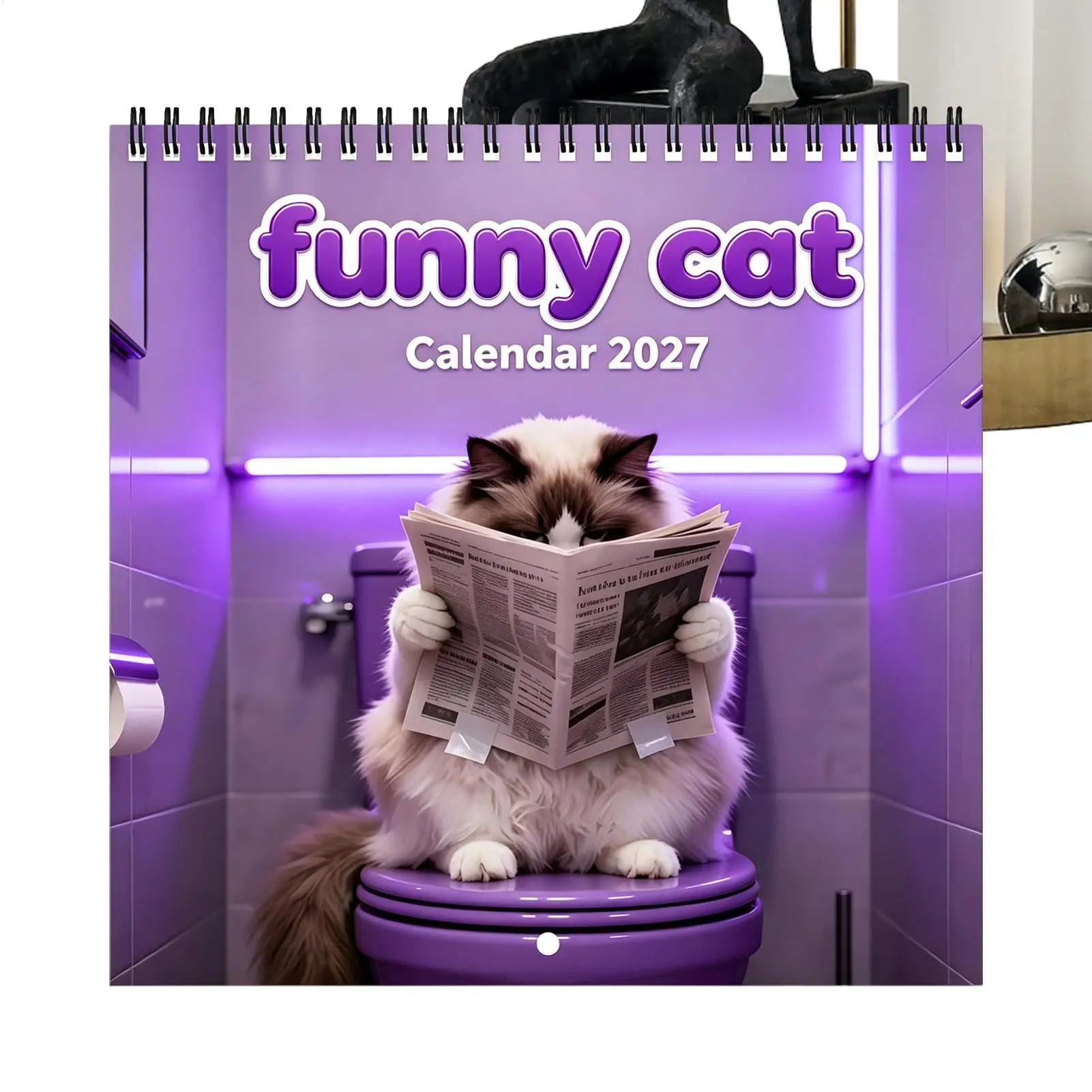 Cat toilet Calendar Fun Kitten Monthly Planning Organizing Planner Wall Calendar 12 Month for Office Home Desk Holiday Work
